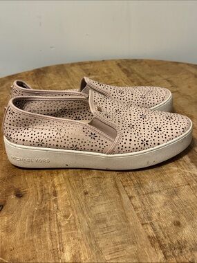 Michael Kors Pink Perforated Slip-On Platform Sneakers